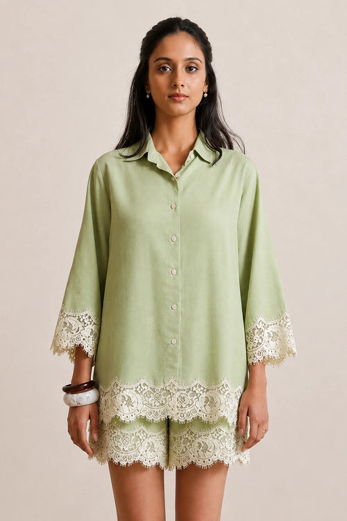 Sage Lace Shorts Set