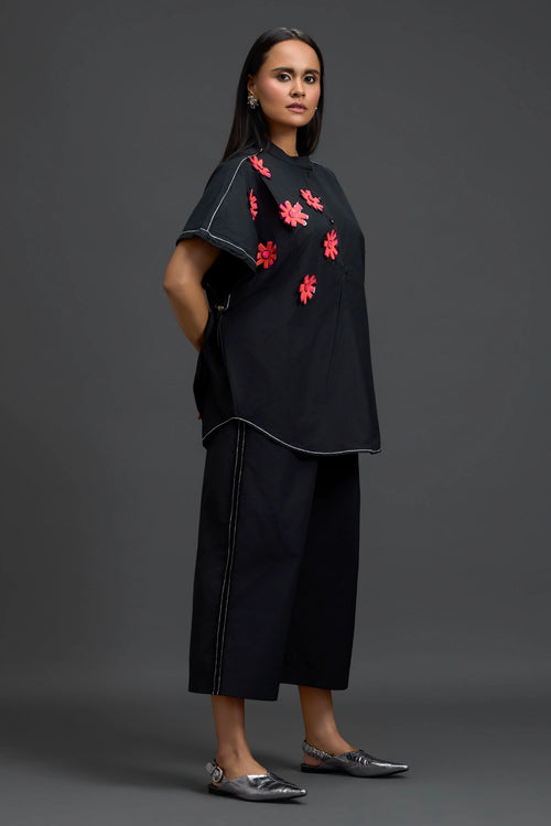 Black Floral Patch Co-ord Set
