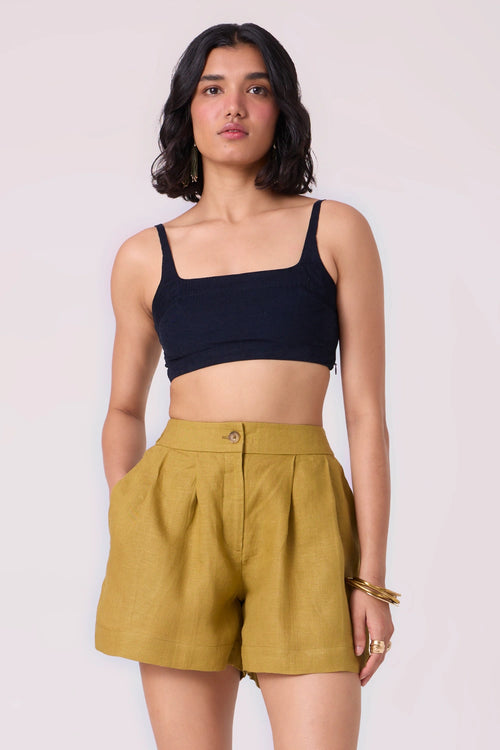 Maxim Olive Linen Shorts