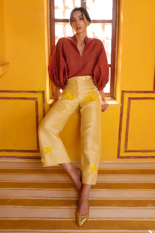 Clay Organza Blouse With Flore De Trousers