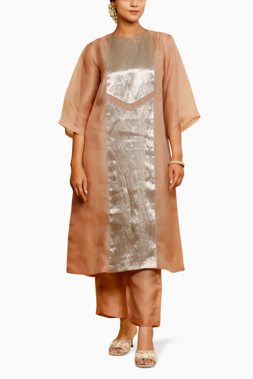 Sehej Peach Long Kurta Set
