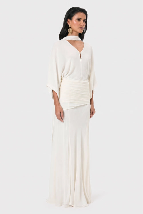 Pearl Ruched Waist Kimono Gown