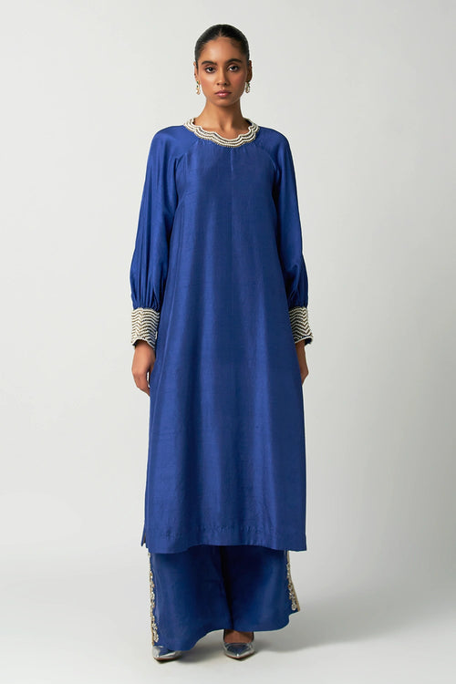 Sapphire Pearl Silk Kurta
