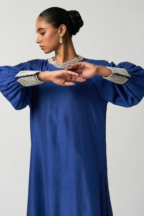 Sapphire Pearl Silk Kurta Set