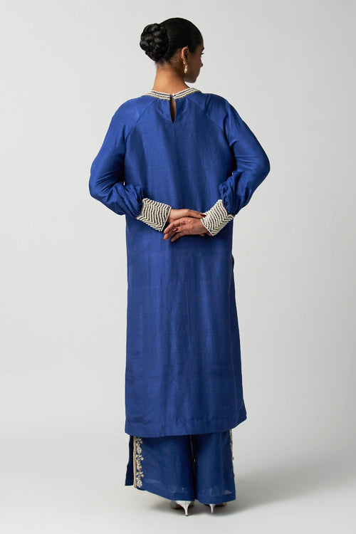 Sapphire Pearl Silk Kurta Set