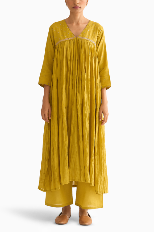 Mrinal Lemon Green Kurta Set