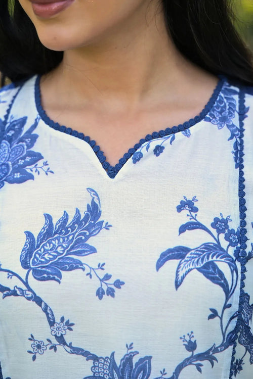 Blue Cotton Chanderi Suit