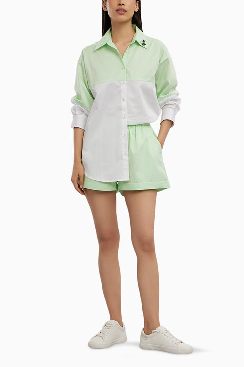 Lime Green Swarovski Block Shorts Co-ord Set