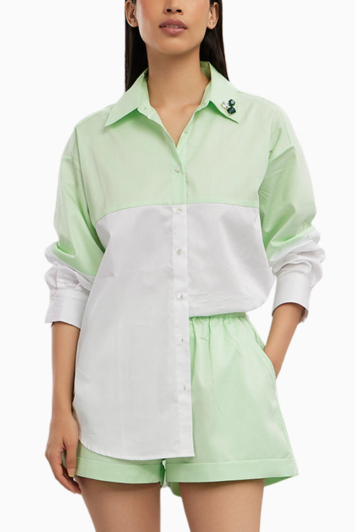 Lime Green Swarovski Block Shorts Co-ord Set