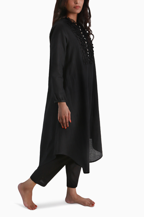 Black Ruffle Yoke Shift
