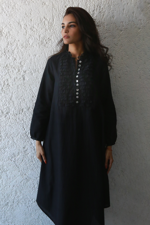 Black Ruffle Yoke Shift
