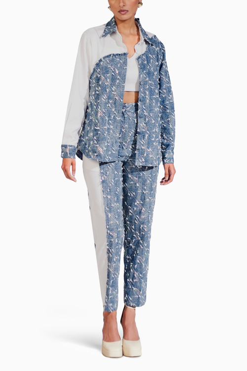 Color Block Denim Co-ord Set