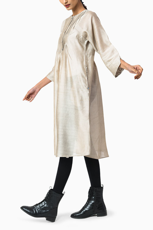 Latte CrÃ¨me Chanderi Tunic