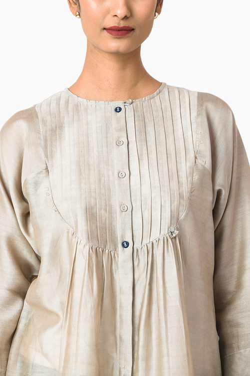 Latte CrÃ¨me Chanderi Tunic
