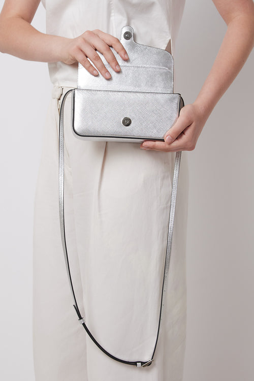 Claudia Mini Metallic Silver Crossbody Bag
