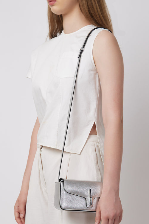 Claudia Mini Metallic Silver Crossbody Bag