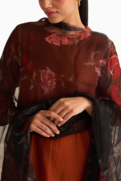 Bloome Black Organza Dupatta