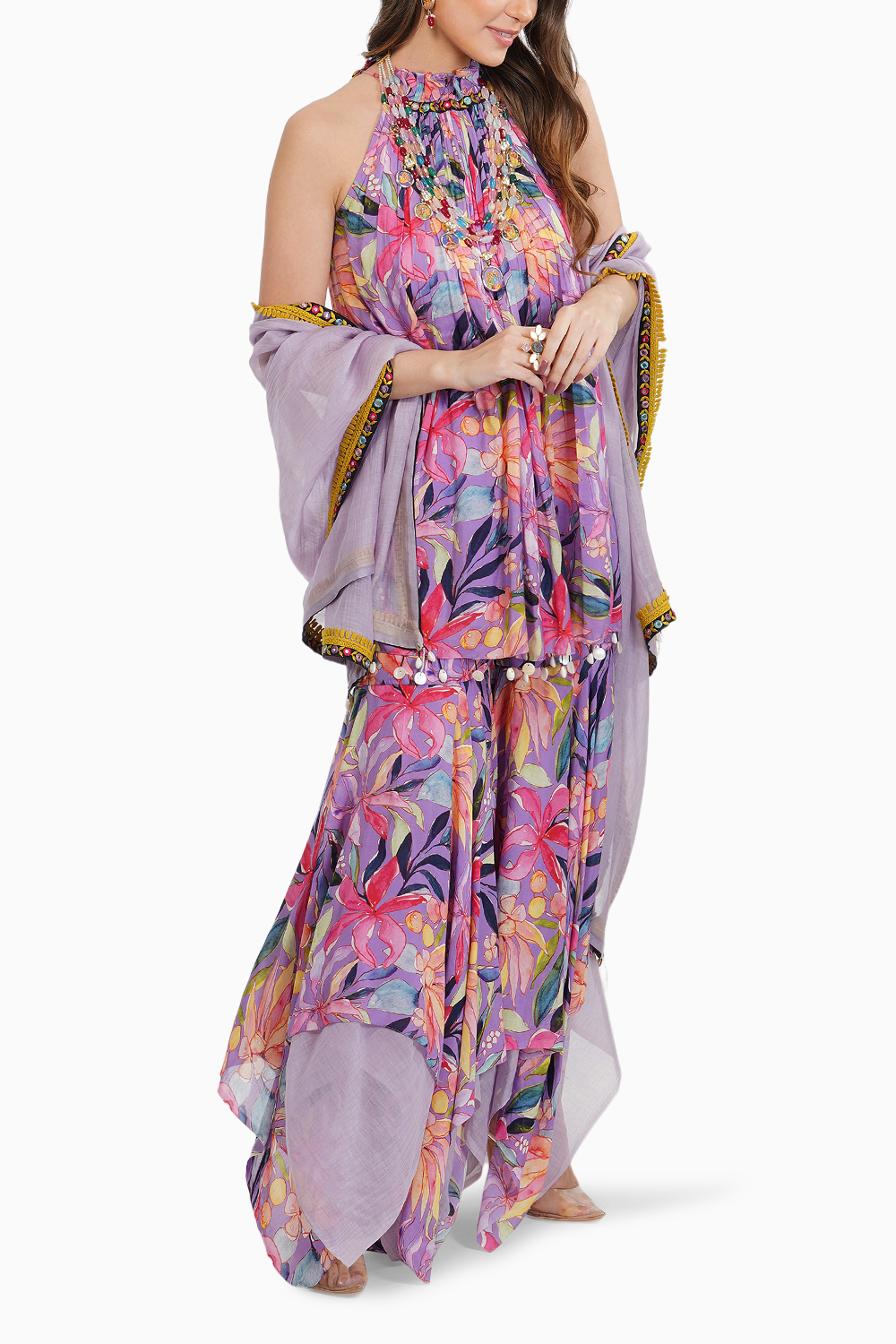 Tropical Flower Printed Garara Set