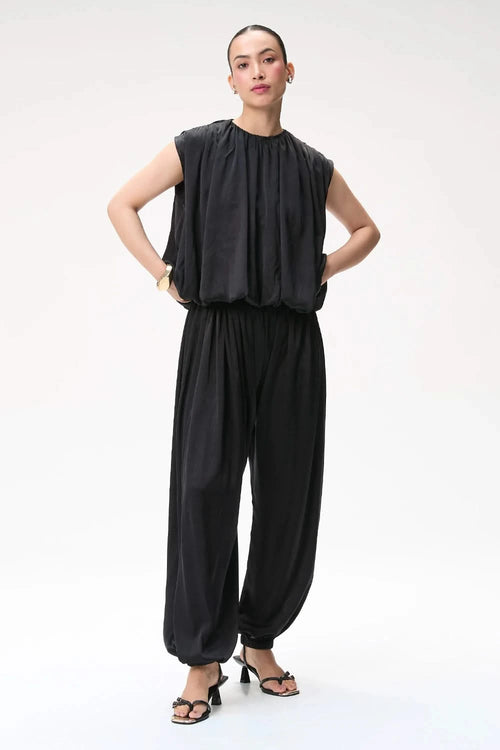 Black Silk Balloon Top and Pants