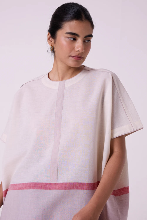 Kaze Ecru Colourblocked Handwoven Tent Top