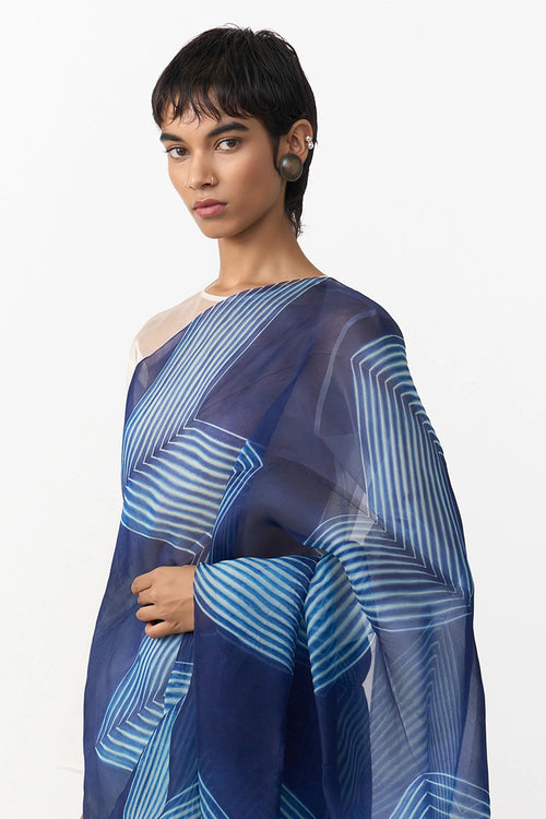 Konar Navy Grey Saree