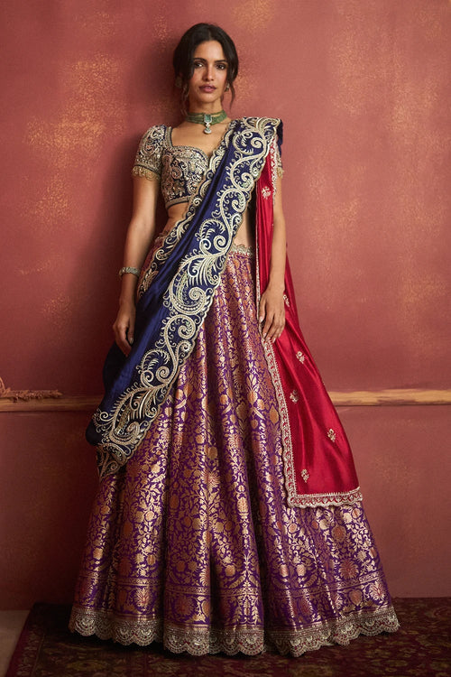 Banaras Purple Lehenga Set