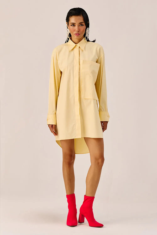 Light Yellow Oversized Shirt Dress