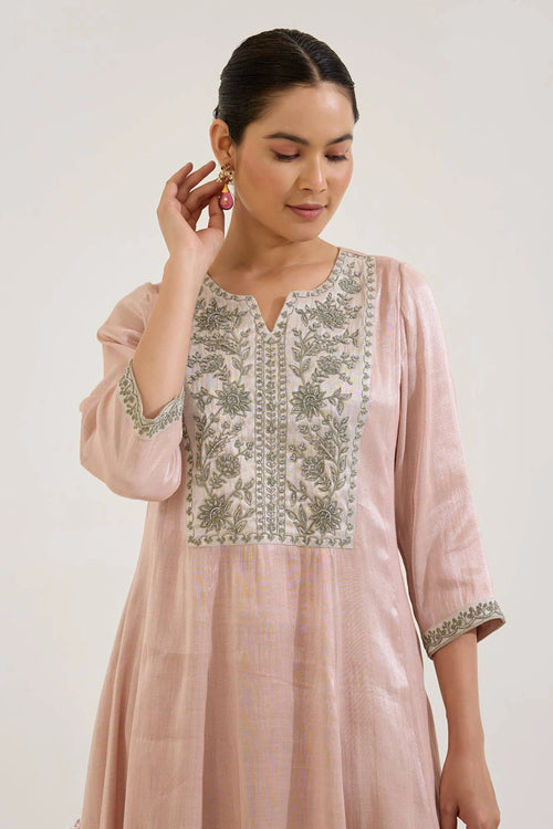 Rosy Dori Tissue Anarkali And Pants Set