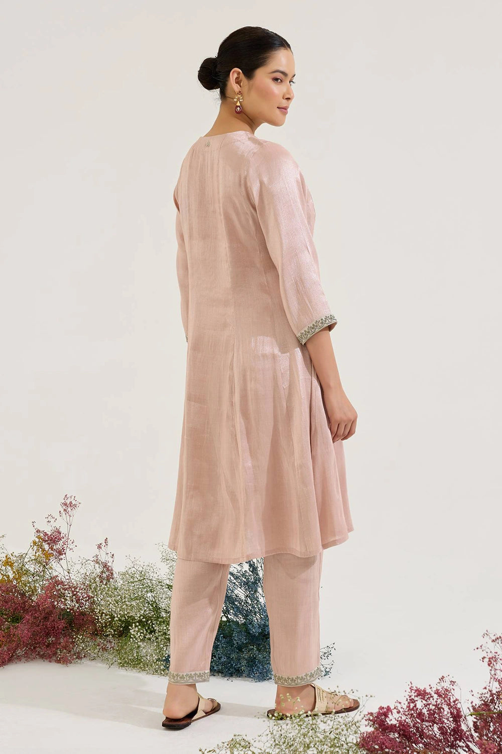 Rosy Dori Tissue Anarkali And Pants Set
