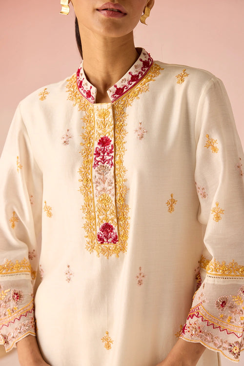 Ivory Bahaara Chanderi Silk Kurta Set
