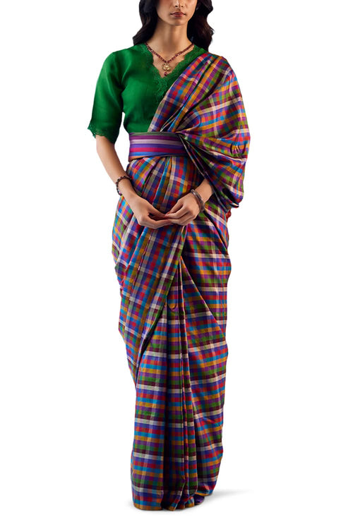 Playful Mosaic Checks Saree