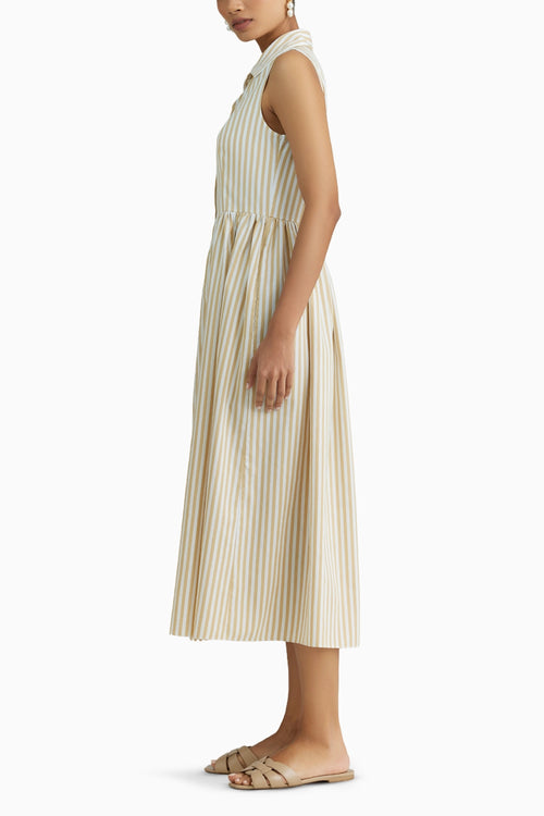 Gold Striped Long Tennis Dress