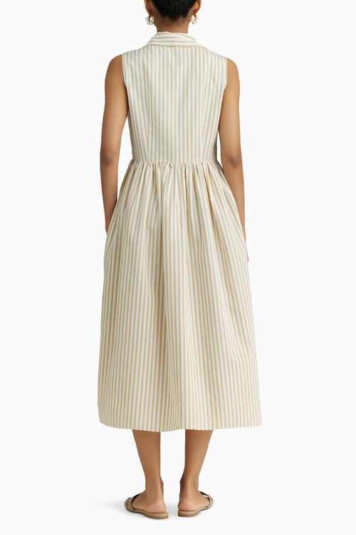 Gold Striped Long Tennis Dress