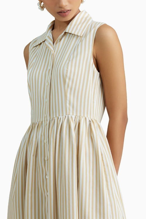Gold Striped Long Tennis Dress