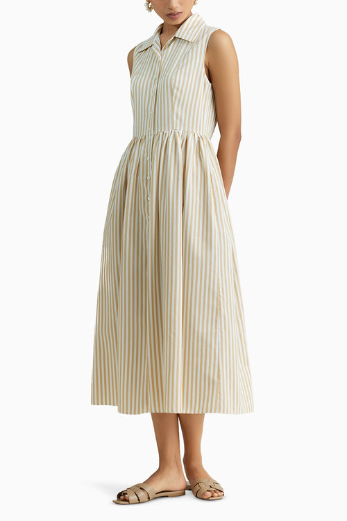 Gold Striped Long Tennis Dress