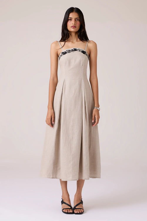 Suhjan Beige Linen Dress