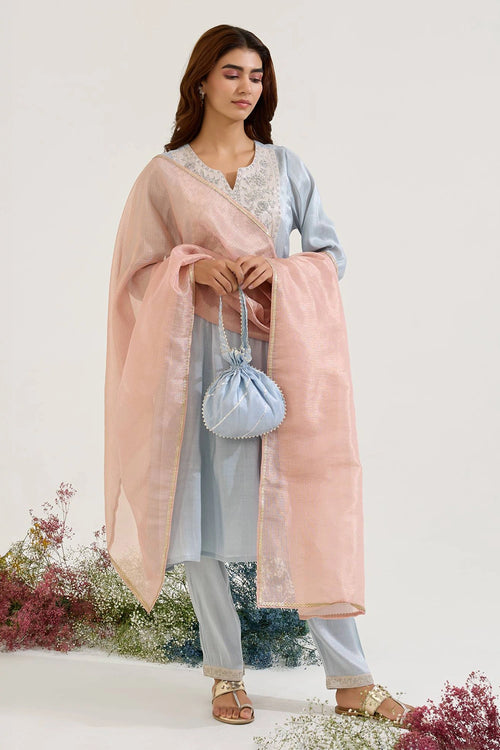Sky Dori Tissue Anarkali Set