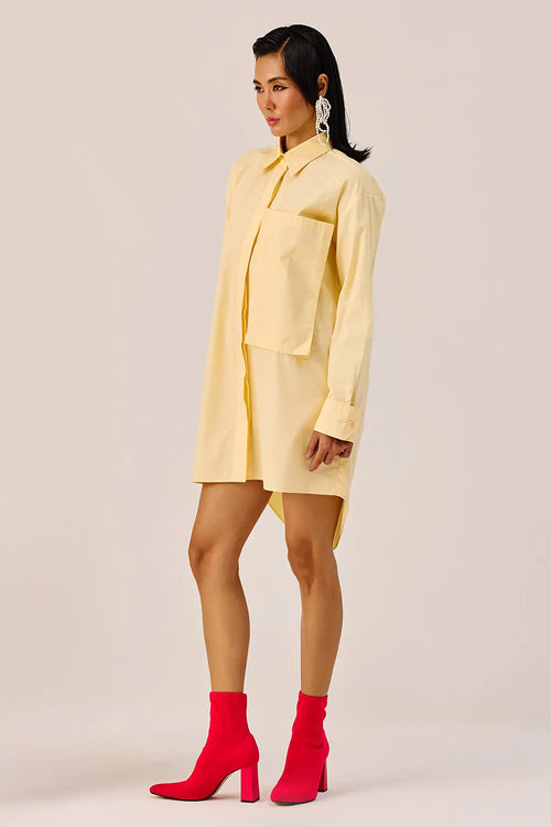 Light Yellow Oversized Shirt Dress