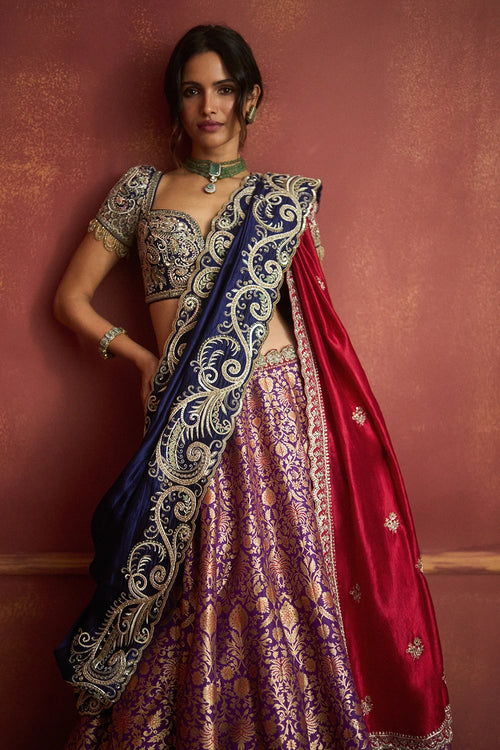 Banaras Purple Lehenga Set