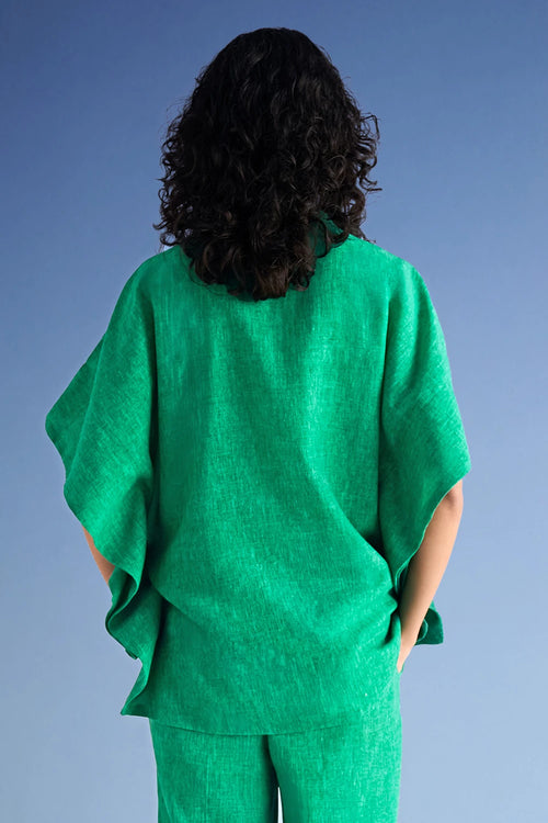 Linen-Textured Kaftan Top