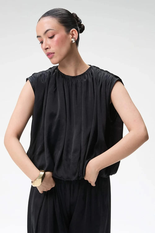 Black Silk Balloon Top and Pants