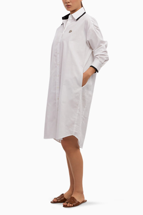 White Tuxedo Swarovski Heart Shirt Dress