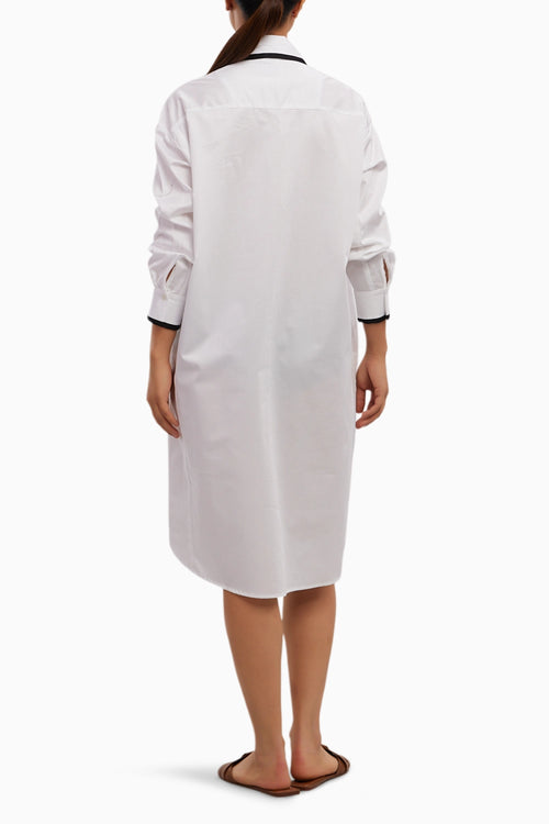White Tuxedo Swarovski Heart Shirt Dress