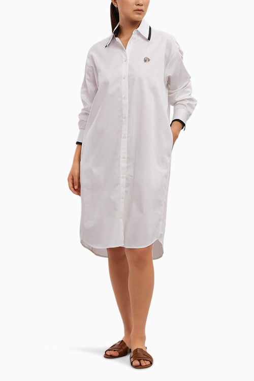 White Tuxedo Swarovski Heart Shirt Dress