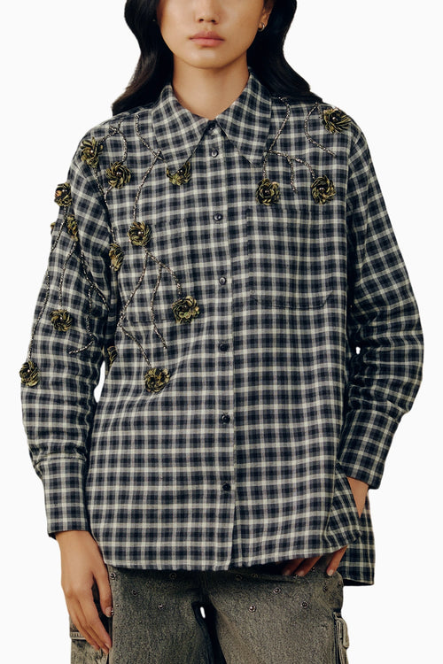 Check Embellished Shirt