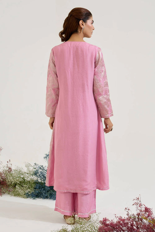Lilac Dori Jacquard Kurta And Pants Set