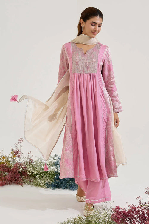 Lilac Dori Jacquard Kurta Set