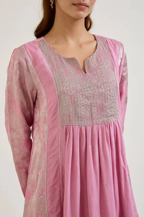 Lilac Dori Jacquard Kurta And Pants Set