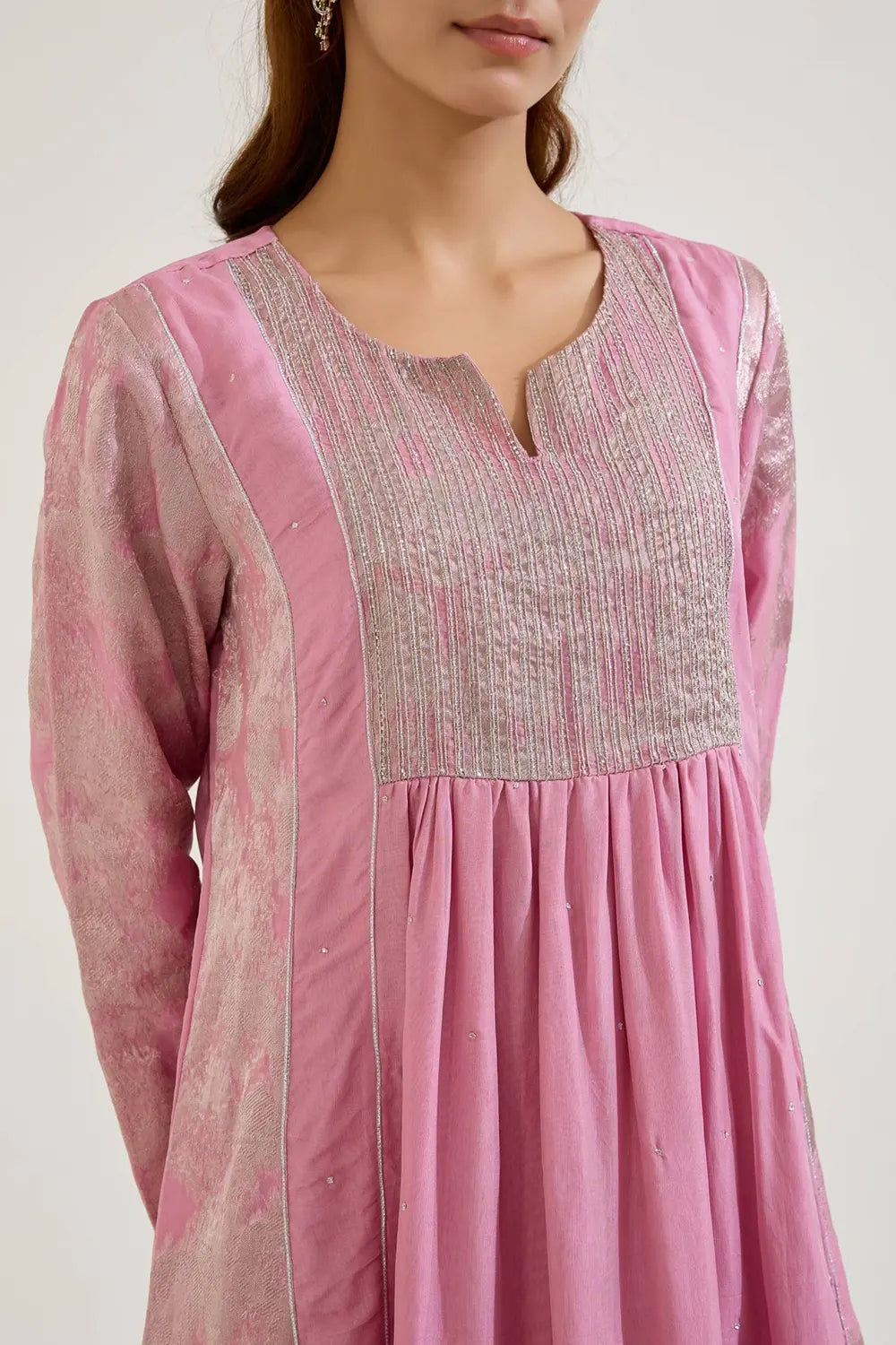 Lilac Dori Jacquard Kurta And Pants Set