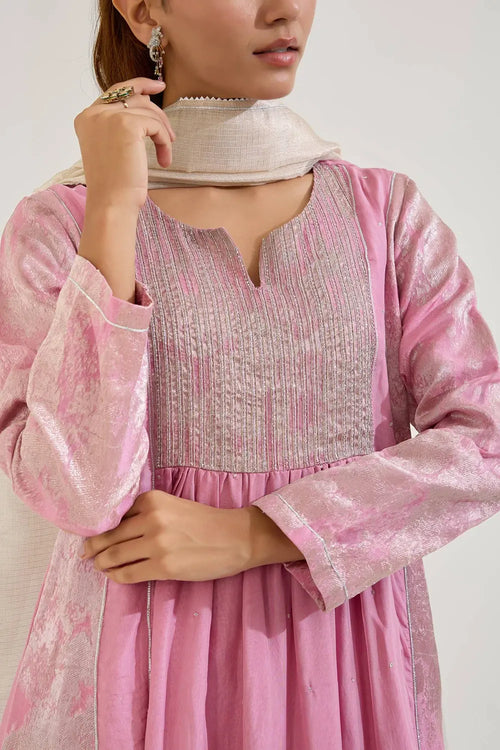 Lilac Dori Jacquard Kurta Set